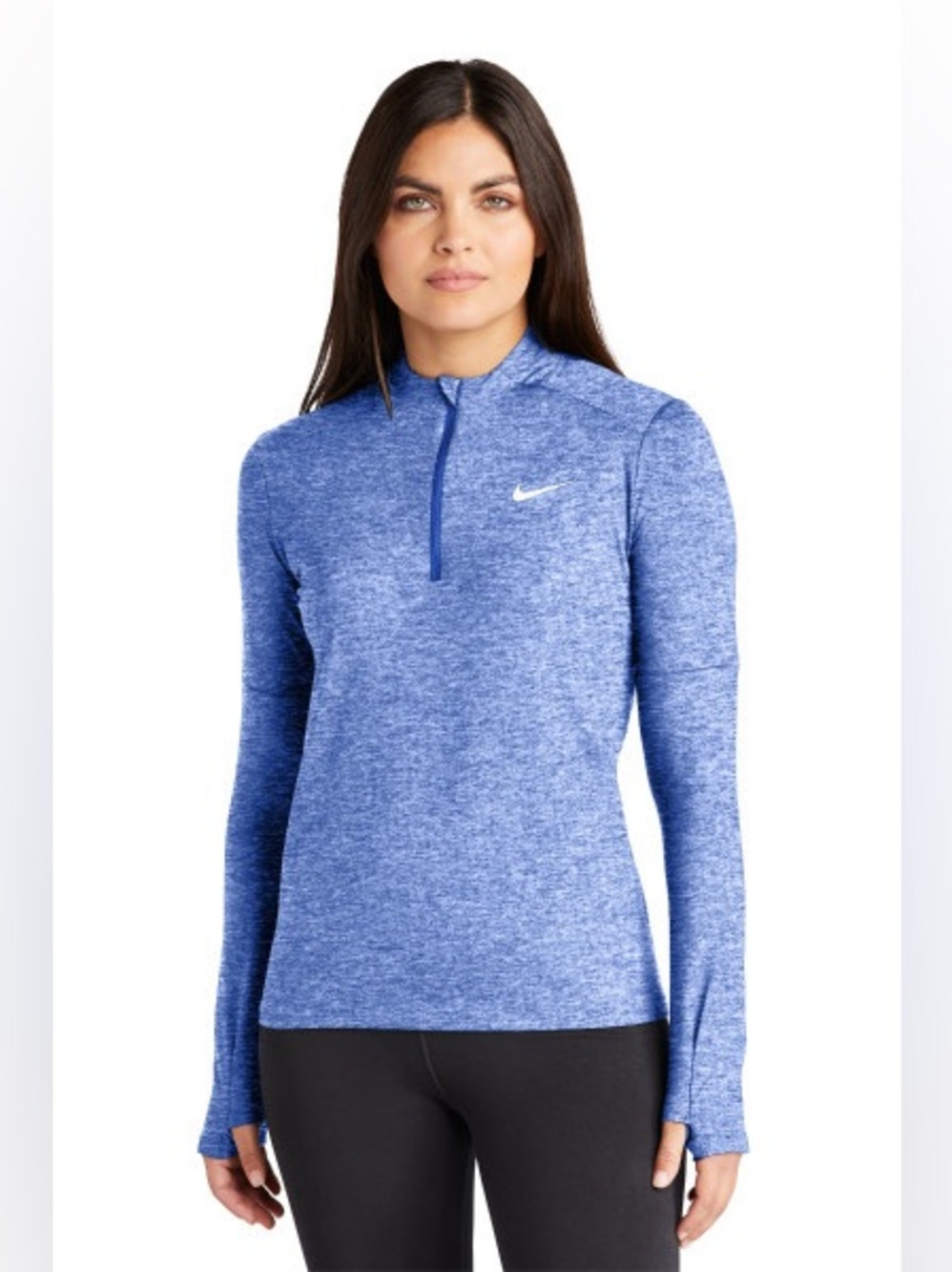 NIKE Dri-FIT Element 1/2-Zip Running Top Gym Heathered Blue Long Sleeve Pullover